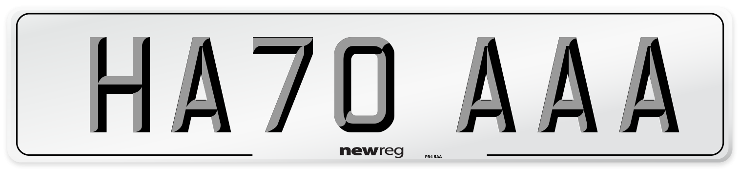 HA70 AAA Number Plate from New Reg